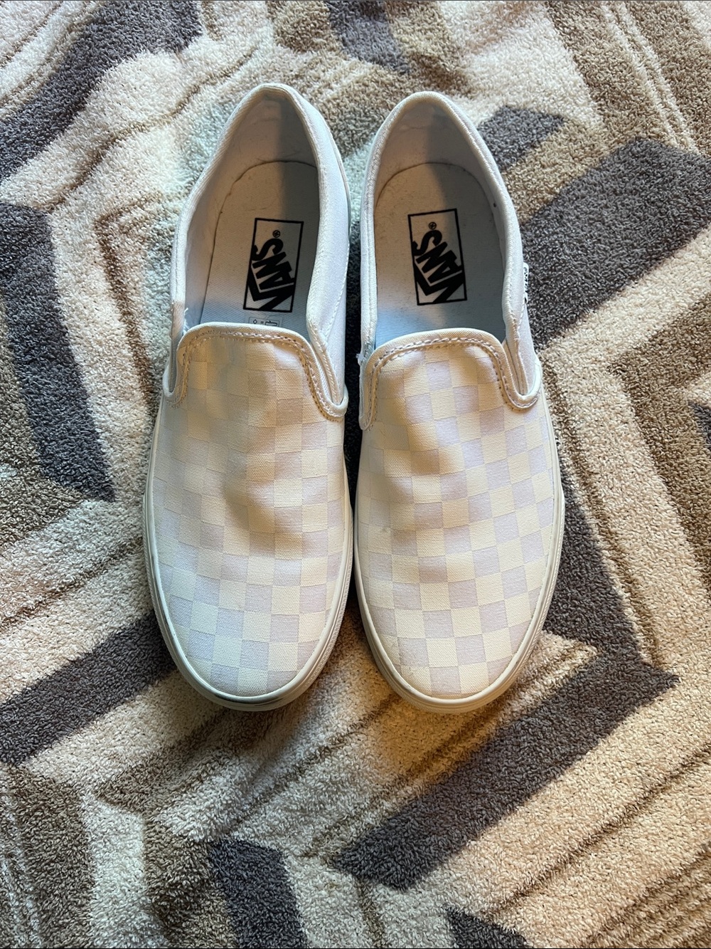 Vans Slip-On Checkerboard Canvas Sneakers in White